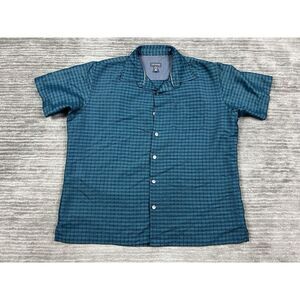 Van Heusen Shirt Mens Large‎ 16-16.5 Green Shortsleeve Button Up Rayon Blend